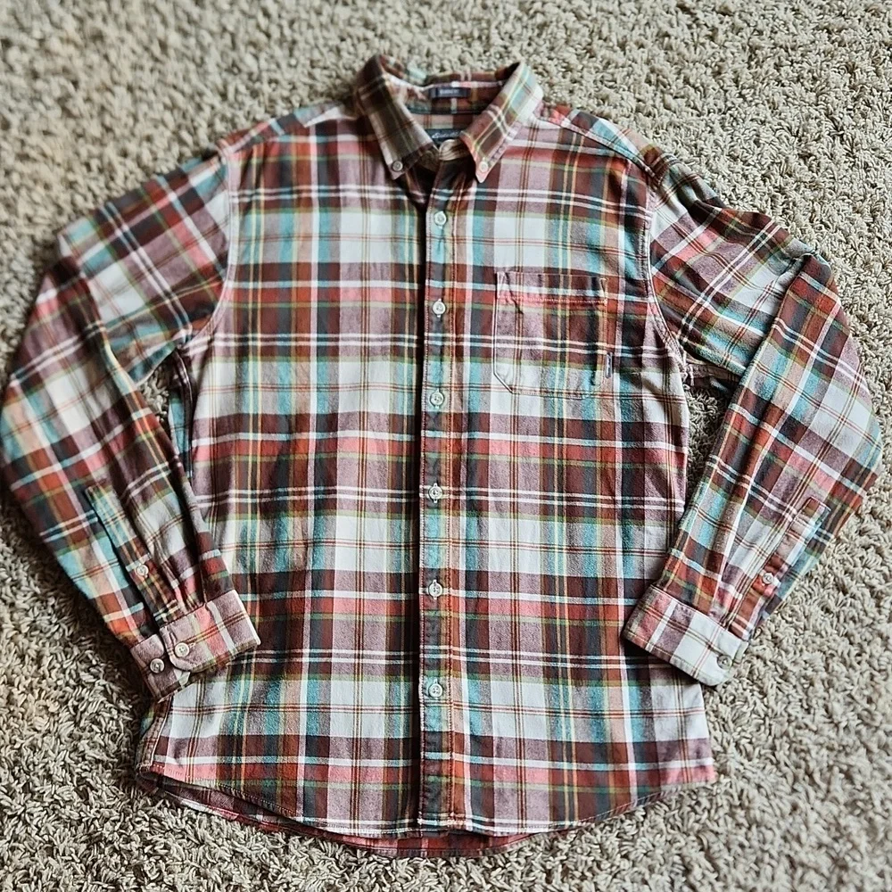 Eddie Bauer mens flannel button down plaid shirt size medium - Picture 2 of 9